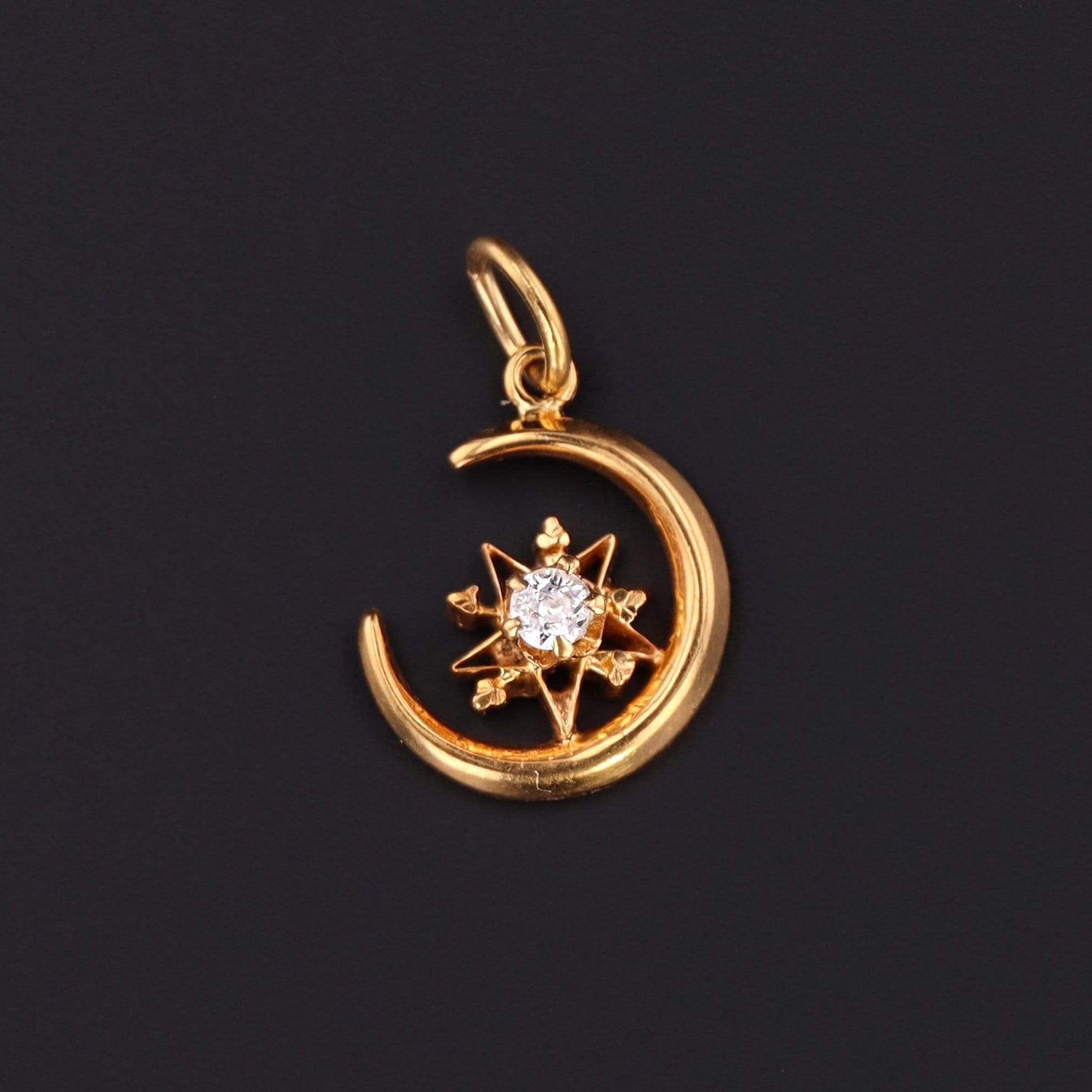 Crescent Moon Charm | Antique Crescent & Star Charm - Trademark Antiques