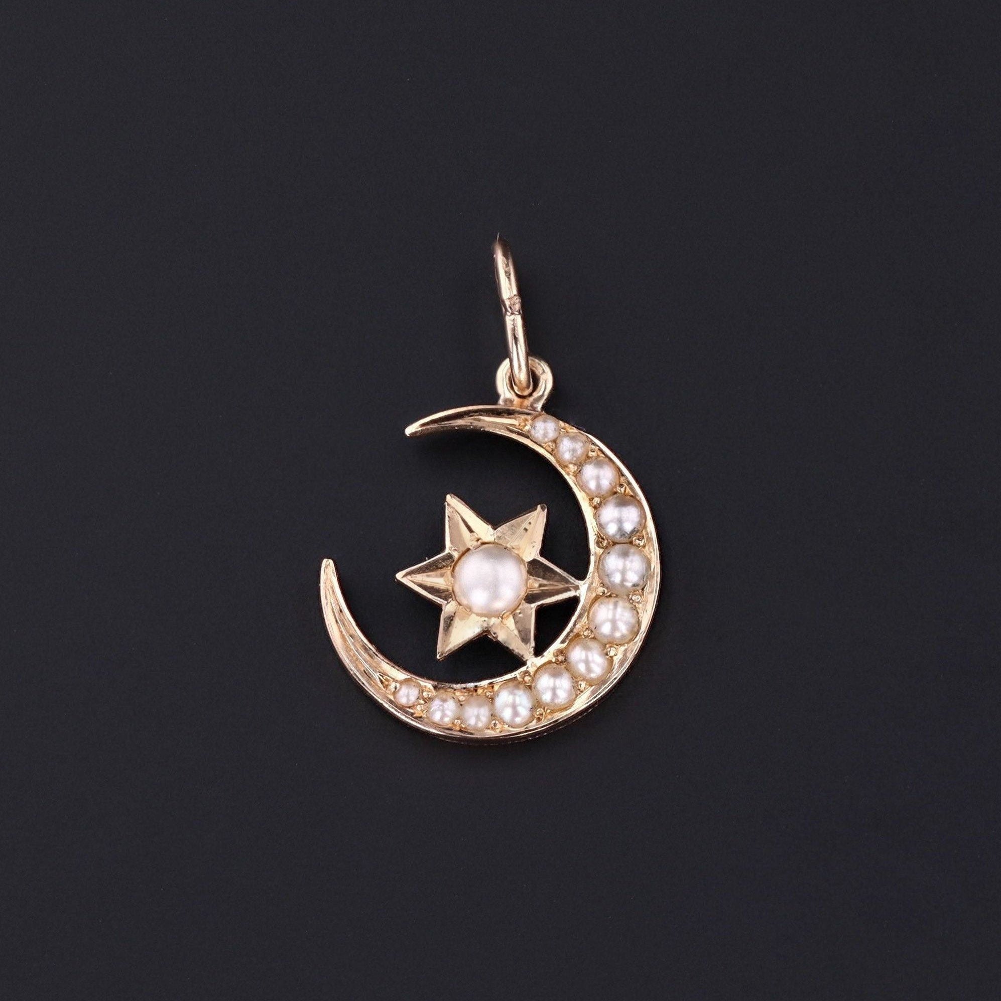 Crescent Moon Charm | Antique Crescent & Star Charm - Trademark Antiques