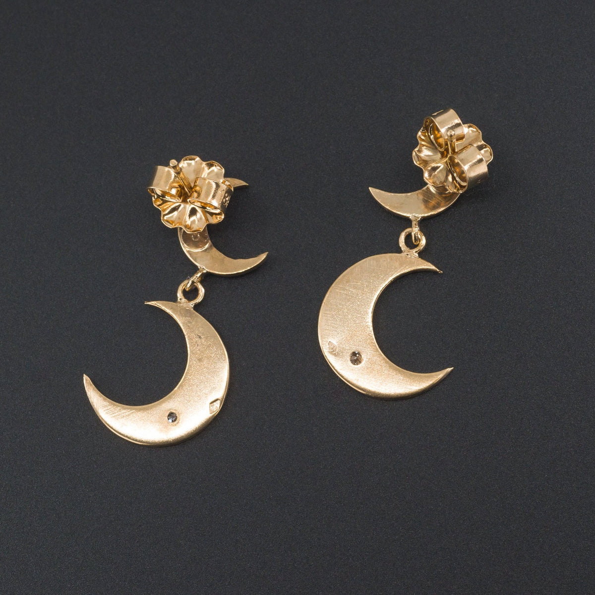 Crescent Moon Earrings | Diamond Crescent Earrings - Trademark Antiques