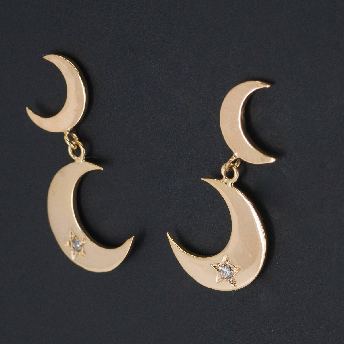 Crescent Moon Earrings | Diamond Crescent Earrings - Trademark Antiques