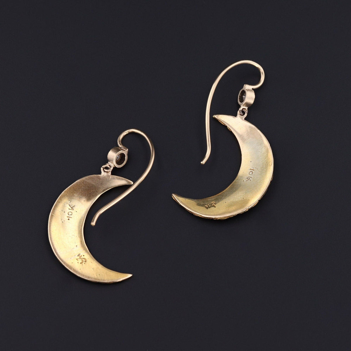 Crescent Moon Earrings | Vintage Gold Nugget Crescent Earrings - Trademark Antiques