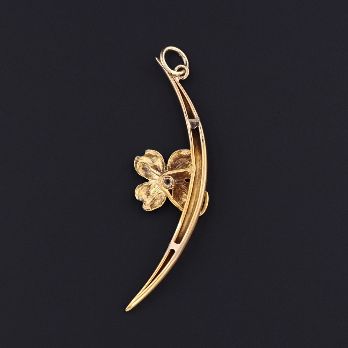 Crescent Moon Pendant | Antique Clover Pendant - Trademark Antiques