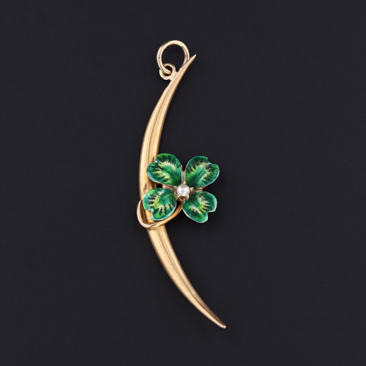 Crescent Moon Pendant | Antique Clover Pendant - Trademark Antiques