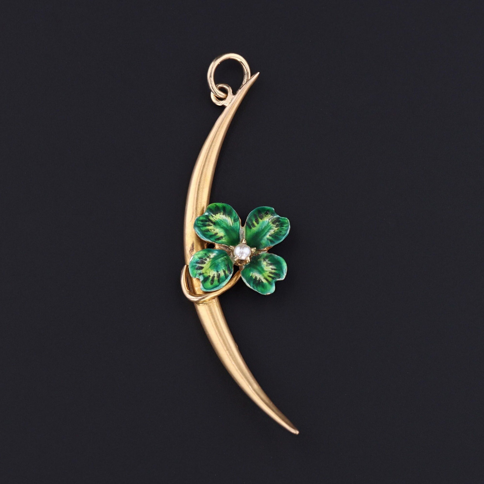 Crescent Moon Pendant | Antique Clover Pendant - Trademark Antiques