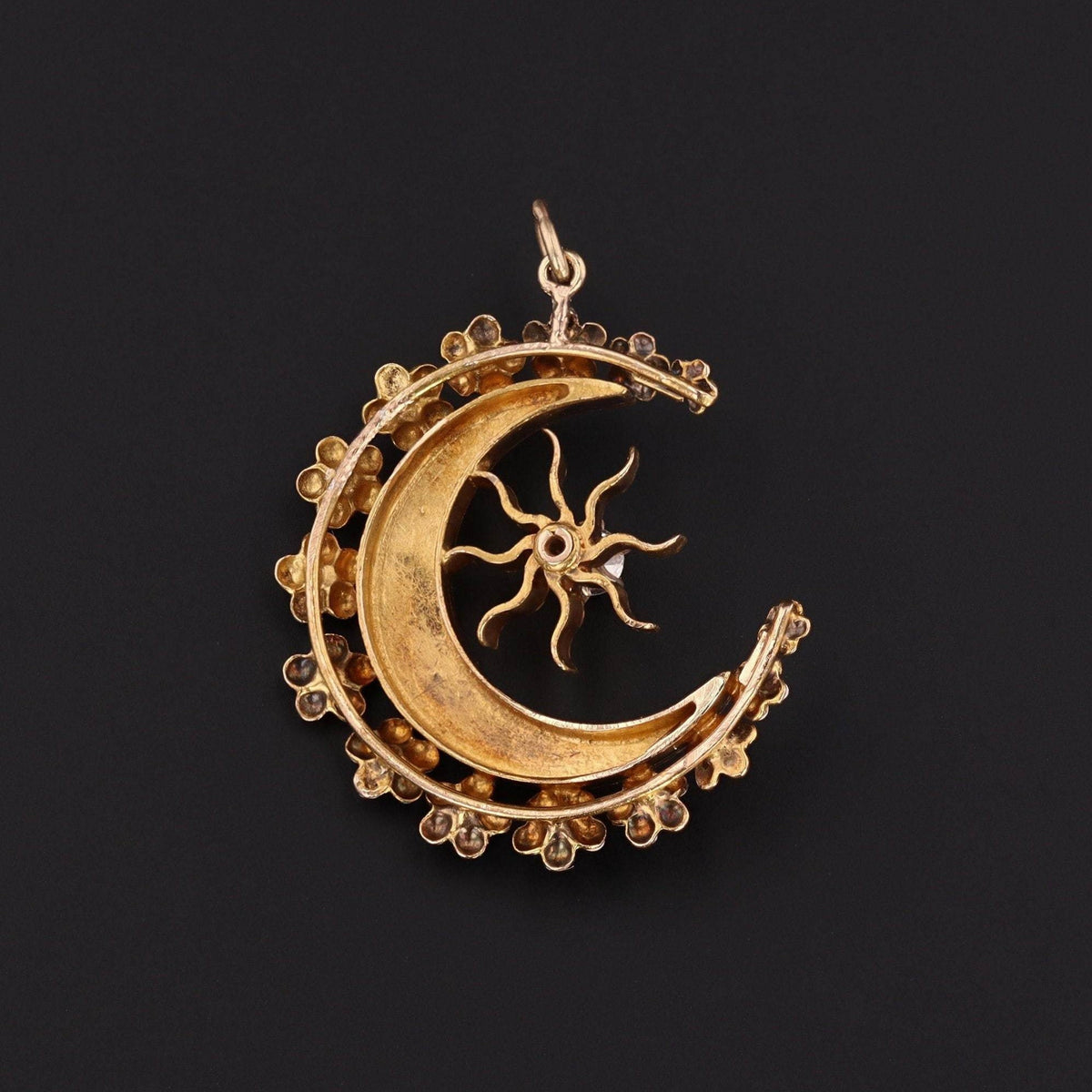 Crescent Moon Pendant | Antique Moon and Star Pendant - Trademark Antiques