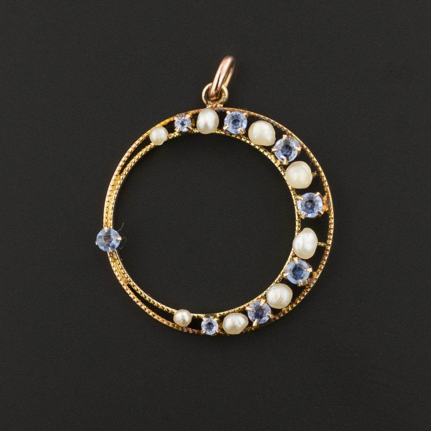 Crescent Moon Pendant | Antique Pin Conversion - Trademark Antiques