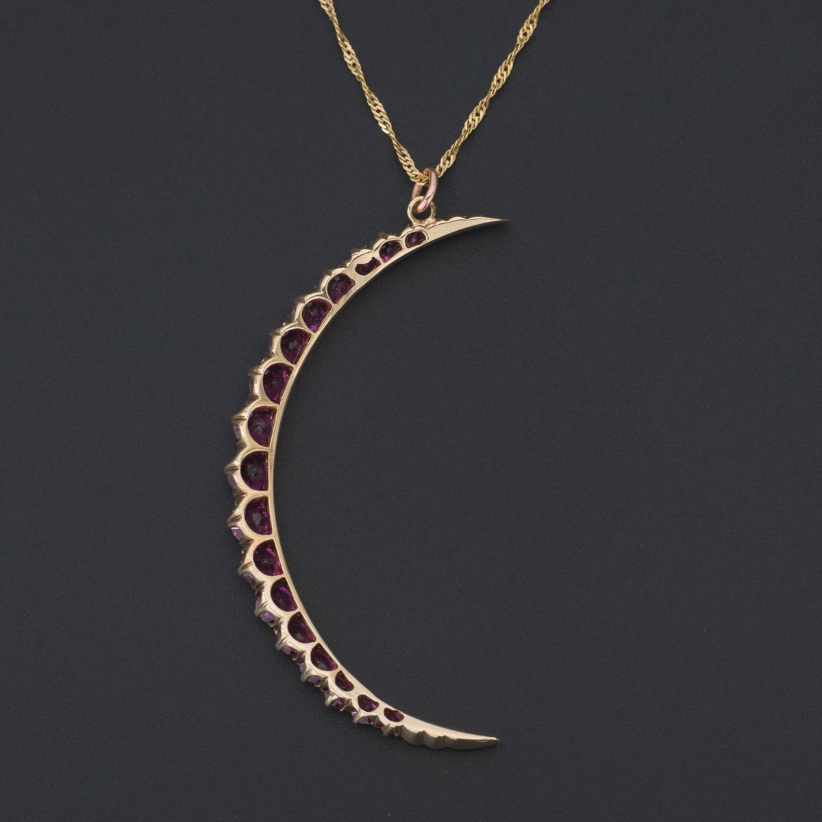 Crescent Moon Pendant | Garnet Crescent Pendant - Trademark Antiques