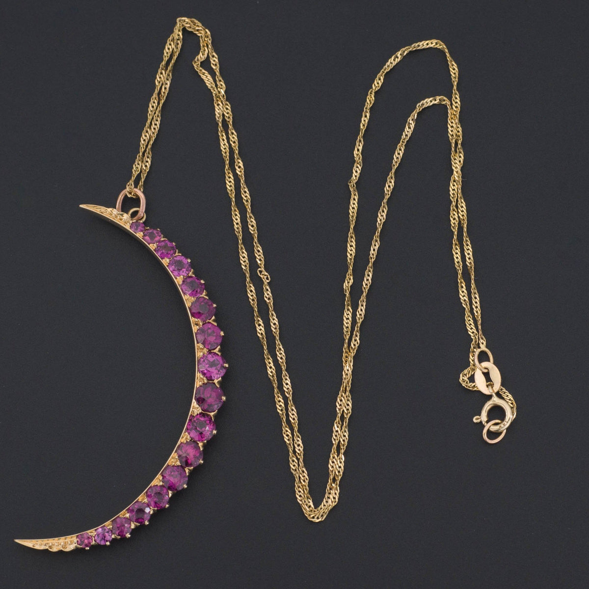 Crescent Moon Pendant | Garnet Crescent Pendant - Trademark Antiques