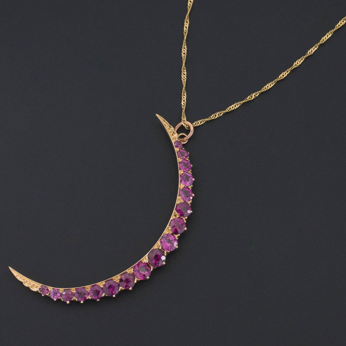Crescent Moon Pendant | Garnet Crescent Pendant - Trademark Antiques