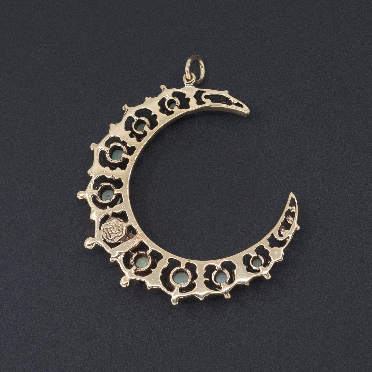 Crescent Moon Pendant | Opal Moon Pendant - Trademark Antiques