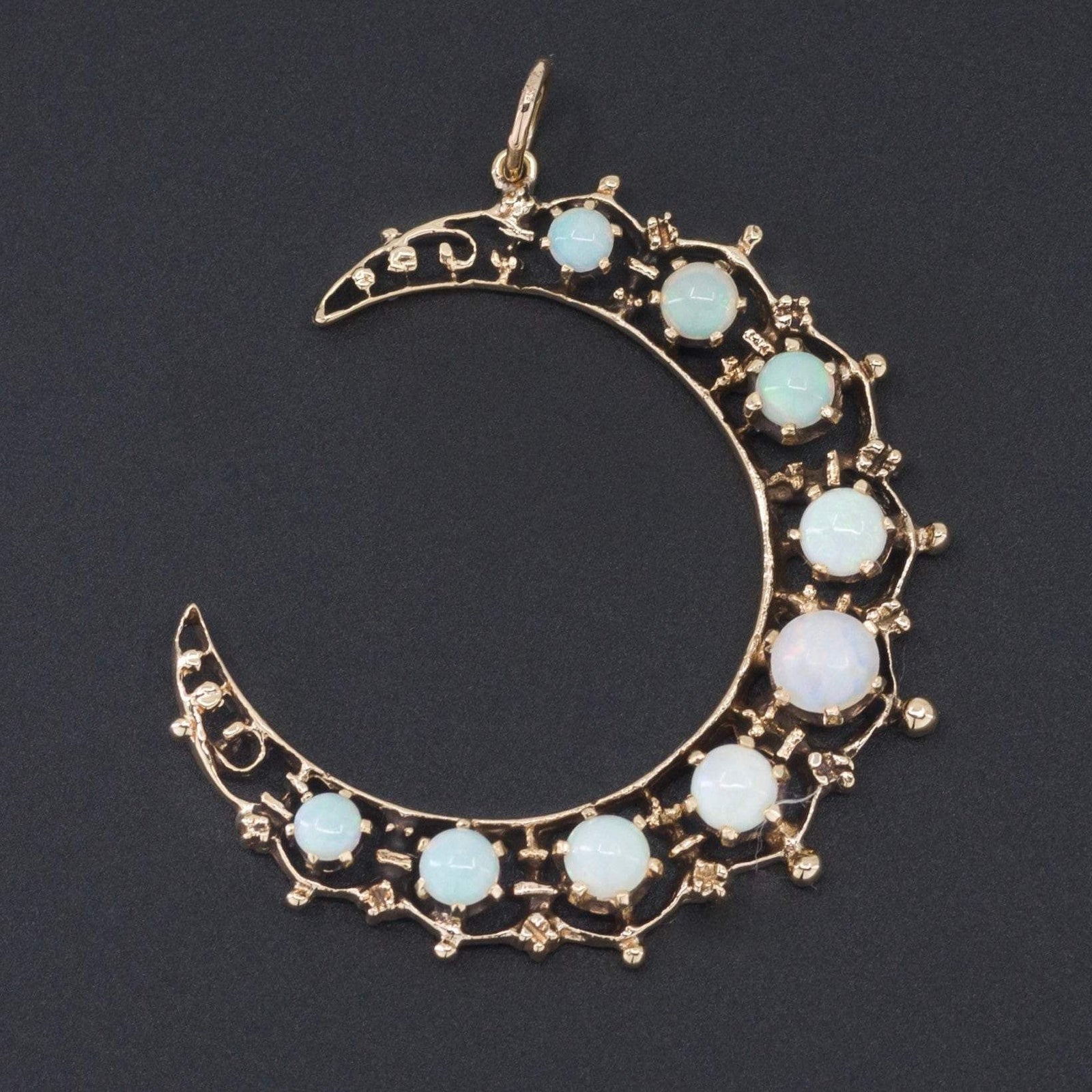 Crescent Moon Pendant | Opal Moon Pendant - Trademark Antiques