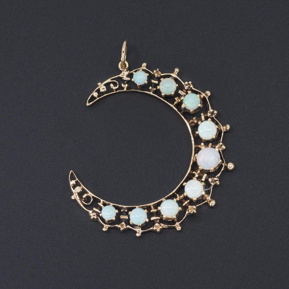 Crescent Moon Pendant | Opal Moon Pendant - Trademark Antiques