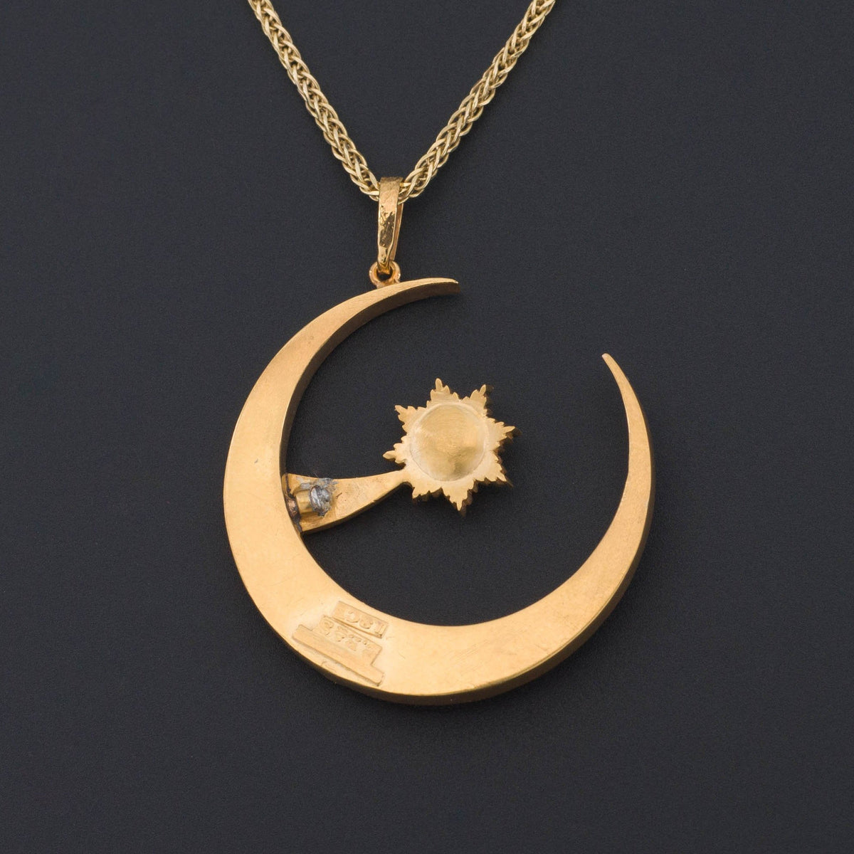 Crescent Moon &amp; Shooting Star Pendant | Antique Crescent Moon Pendant - Trademark Antiques