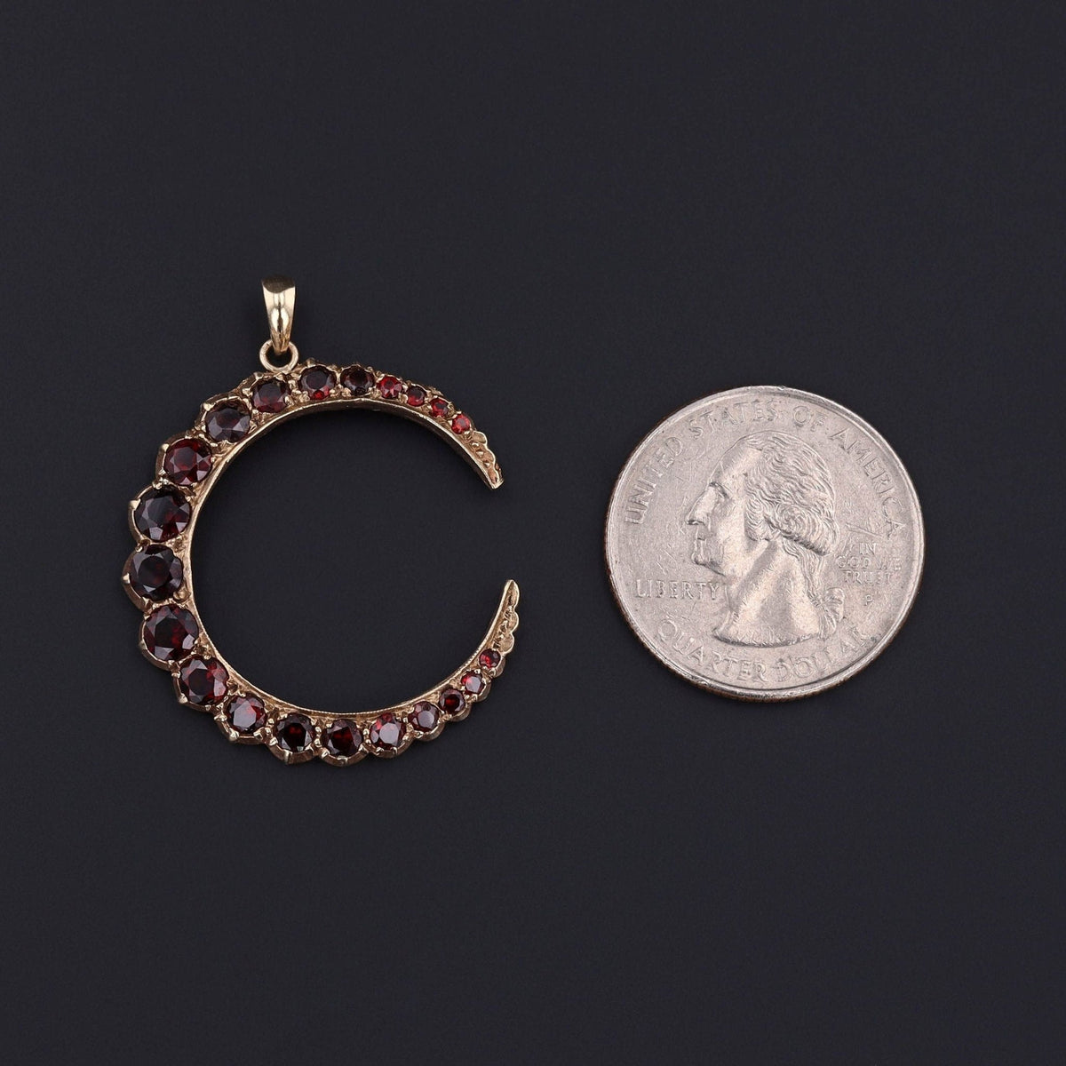 Crescent Pendant | Garnet Pendant - Trademark Antiques