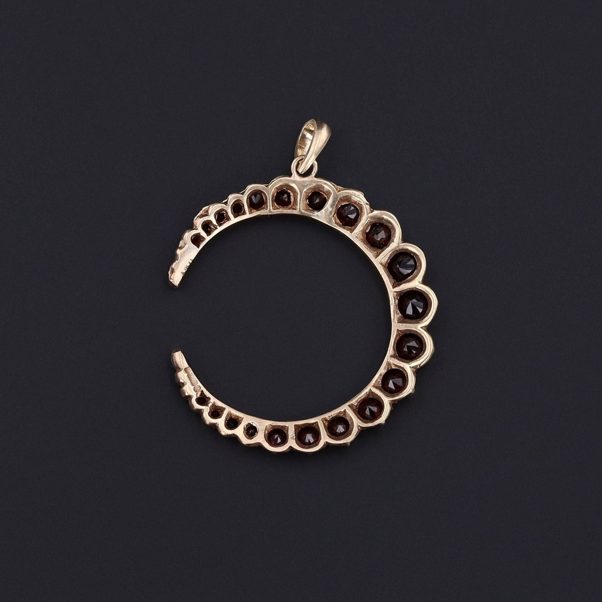 Crescent Pendant | Garnet Pendant - Trademark Antiques
