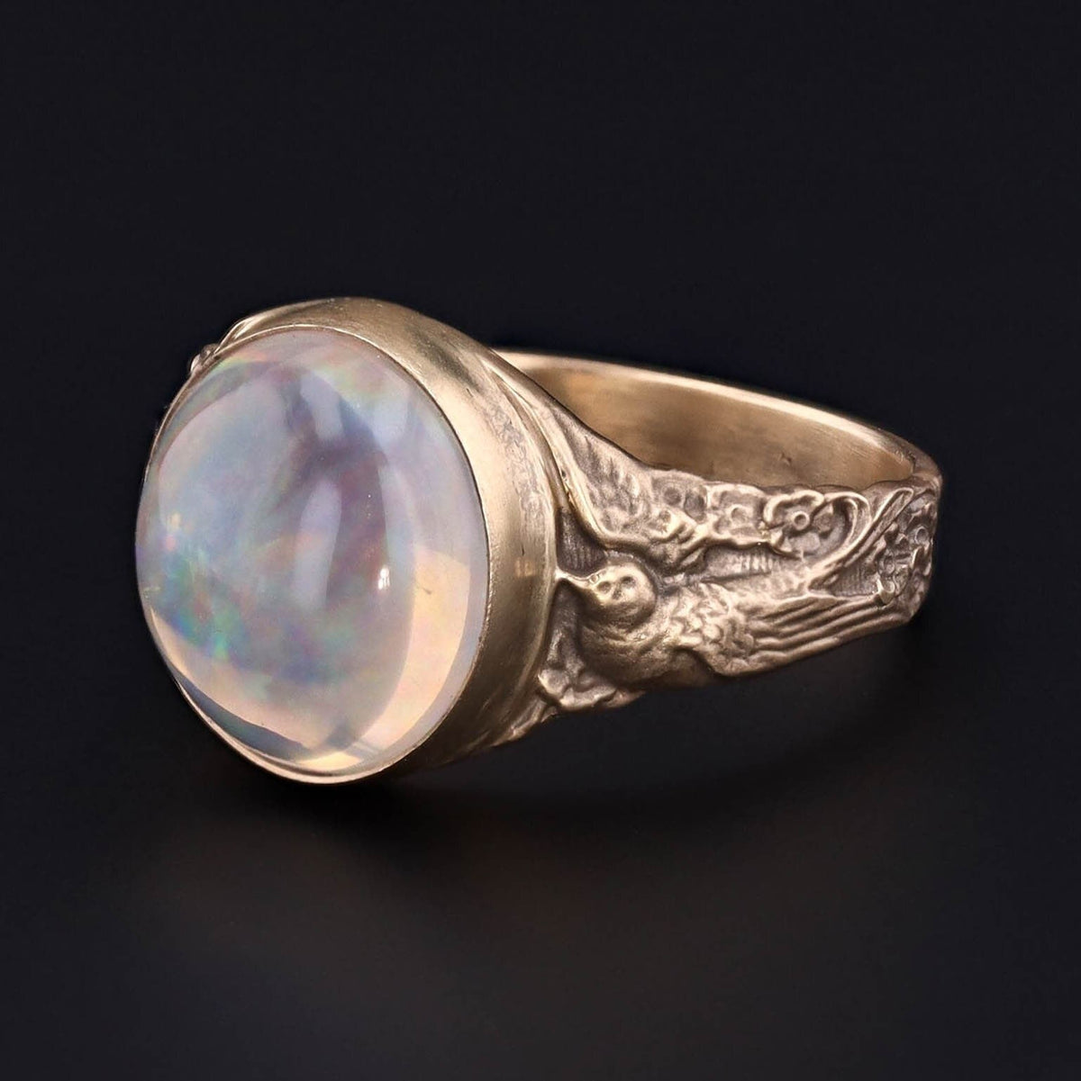 Crystal Opal Ring | 14k Gold Opal Bird Ring - Trademark Antiques