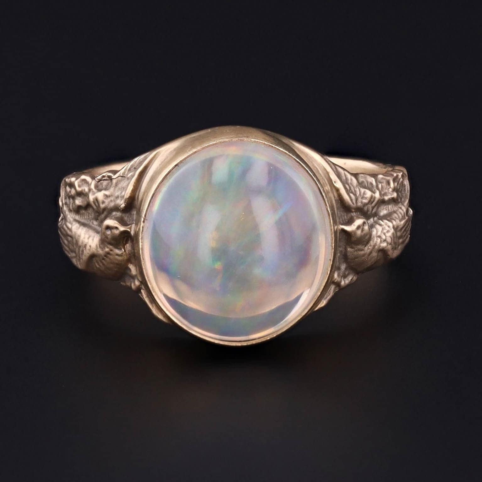 Crystal Opal Ring | 14k Gold Opal Bird Ring - Trademark Antiques