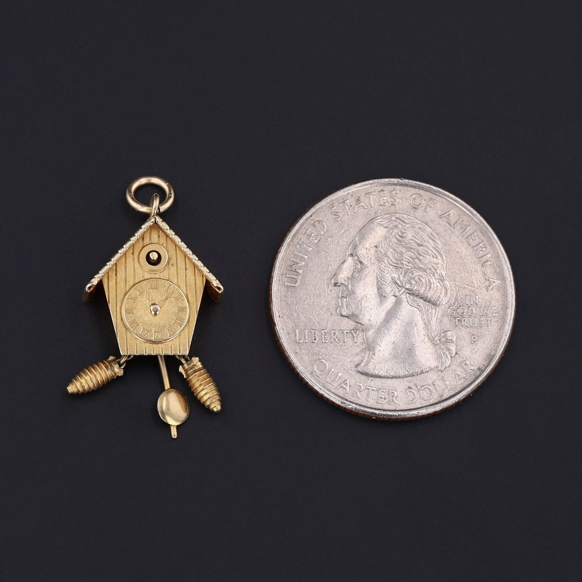 Cuckoo Clock Charm | 10k Gold Charm - Trademark Antiques