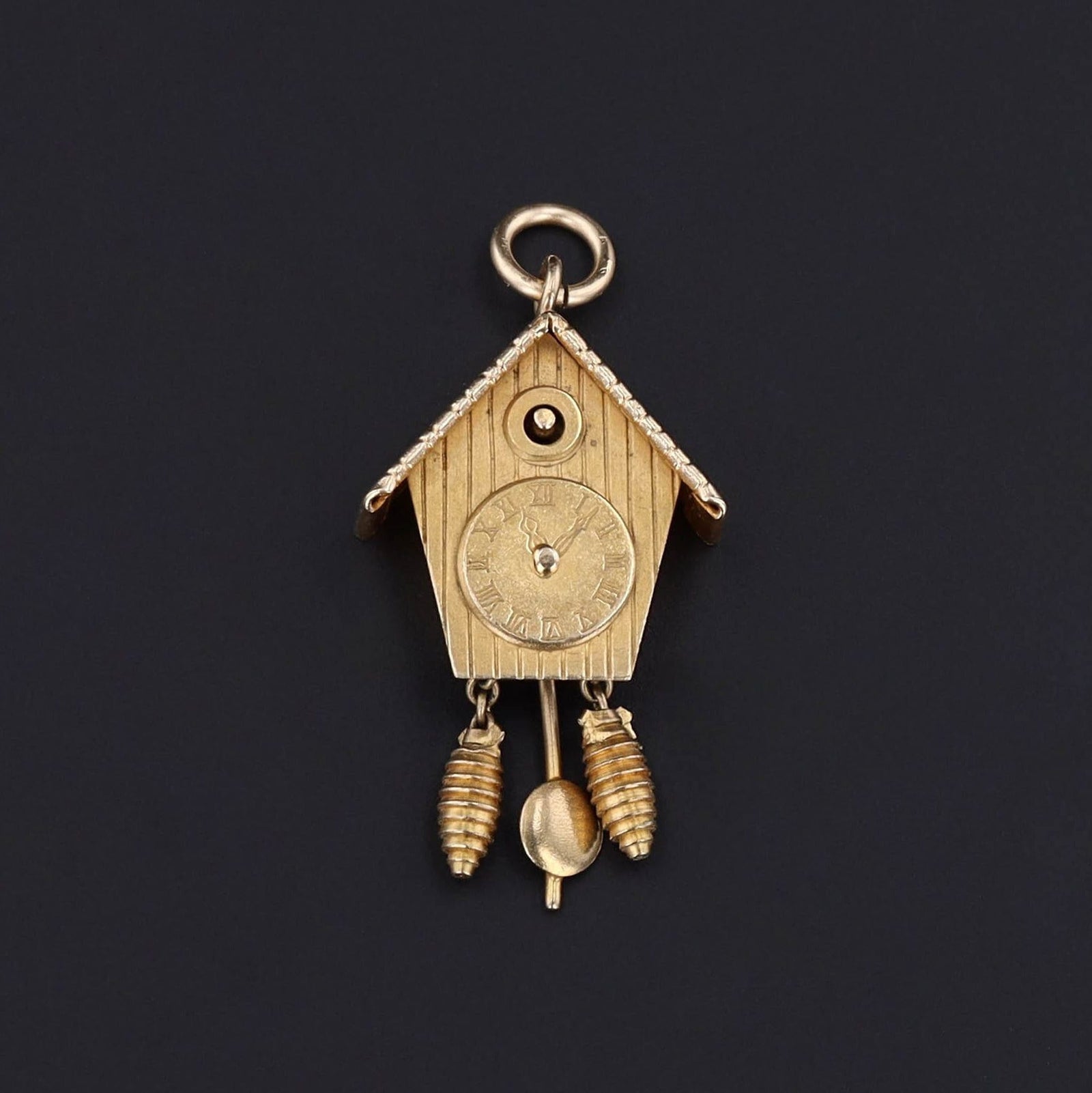Cuckoo Clock Charm | 10k Gold Charm - Trademark Antiques