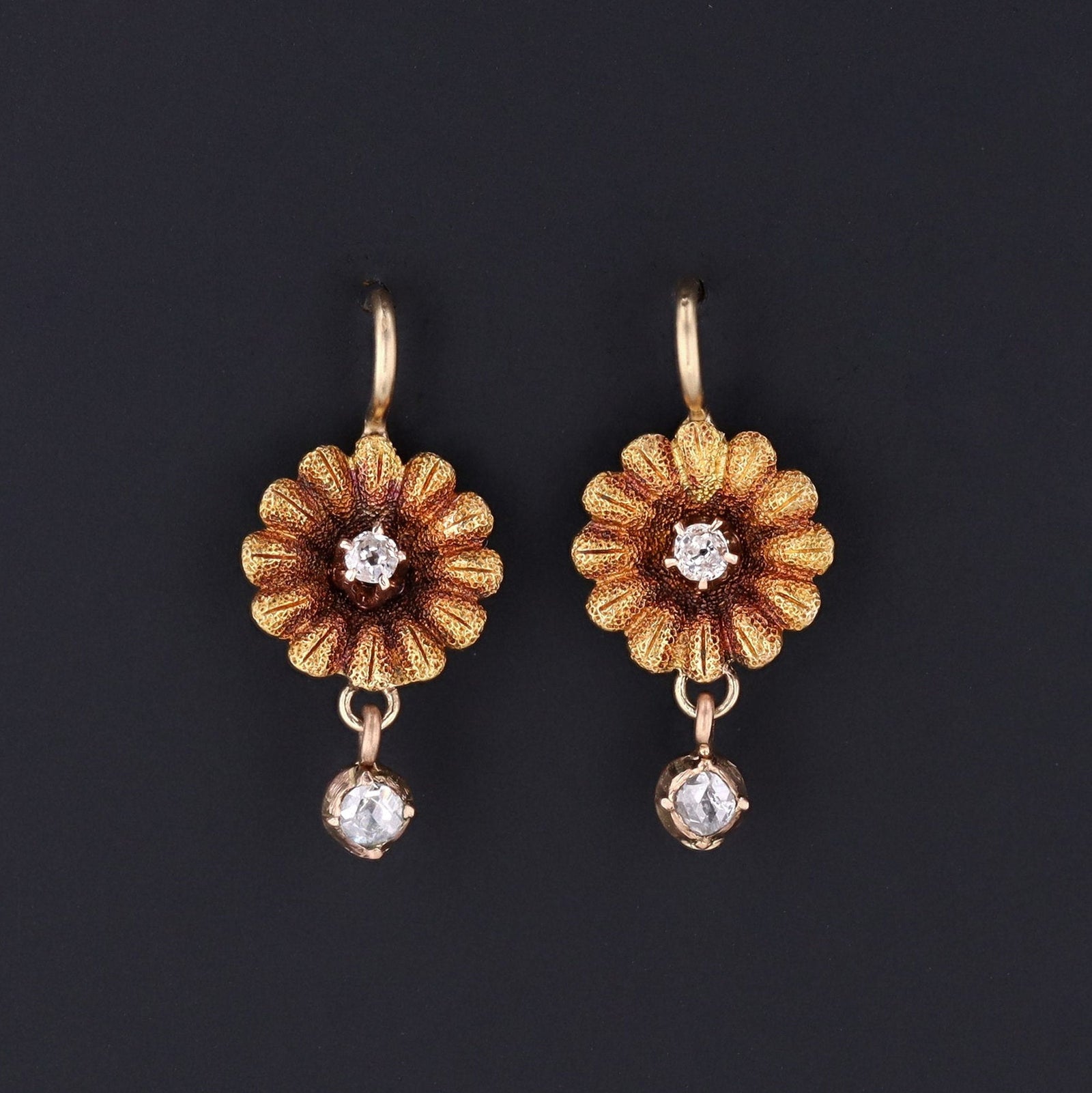 Daisy Earrings | Diamond Daisy Earrings - Trademark Antiques