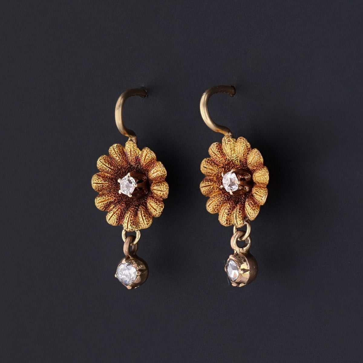 Daisy Earrings | Diamond Daisy Earrings - Trademark Antiques