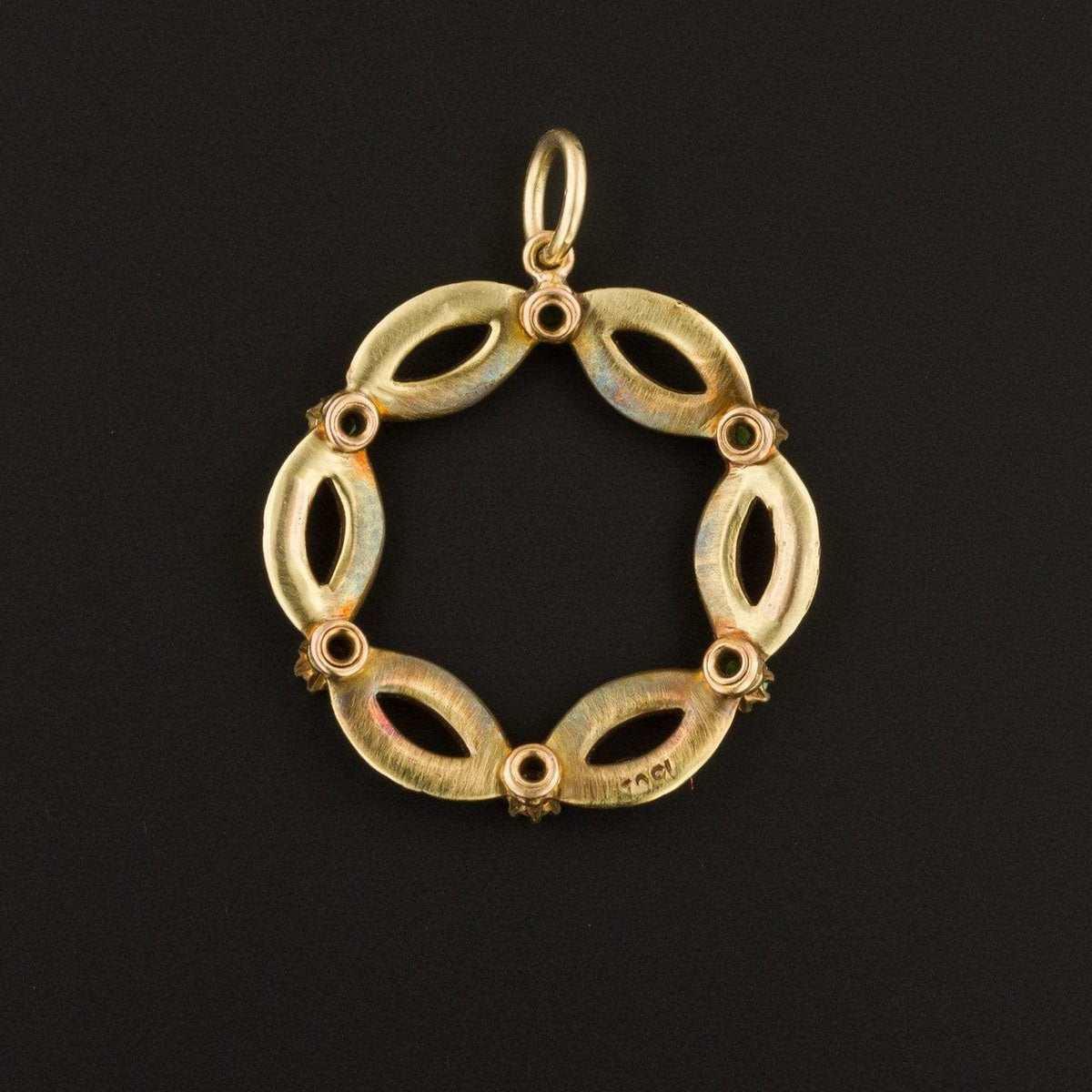 Demantoid Garnet &amp; Pearl Pendant | Circle Pendant - Trademark Antiques