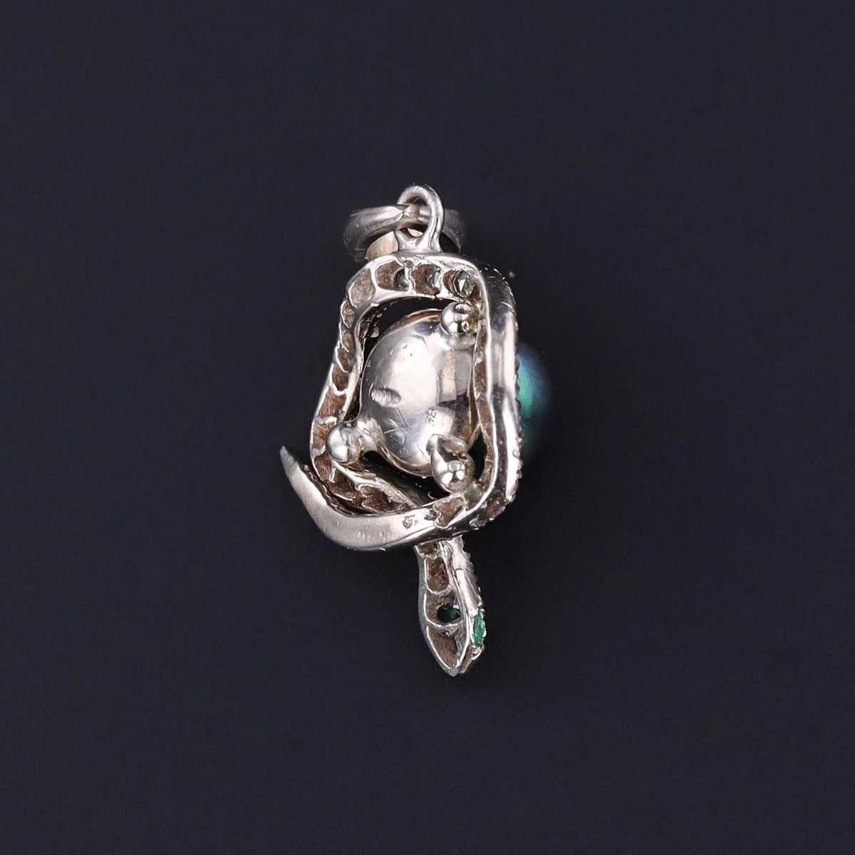 Diamond and Pearl Snake Pendant of 14k Gold - Trademark Antiques