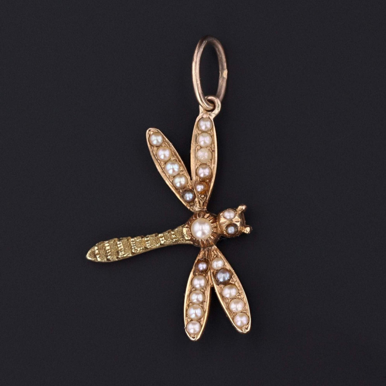 Diamond Dragonfly Charm | 14k Gold Dragonfly - Trademark Antiques