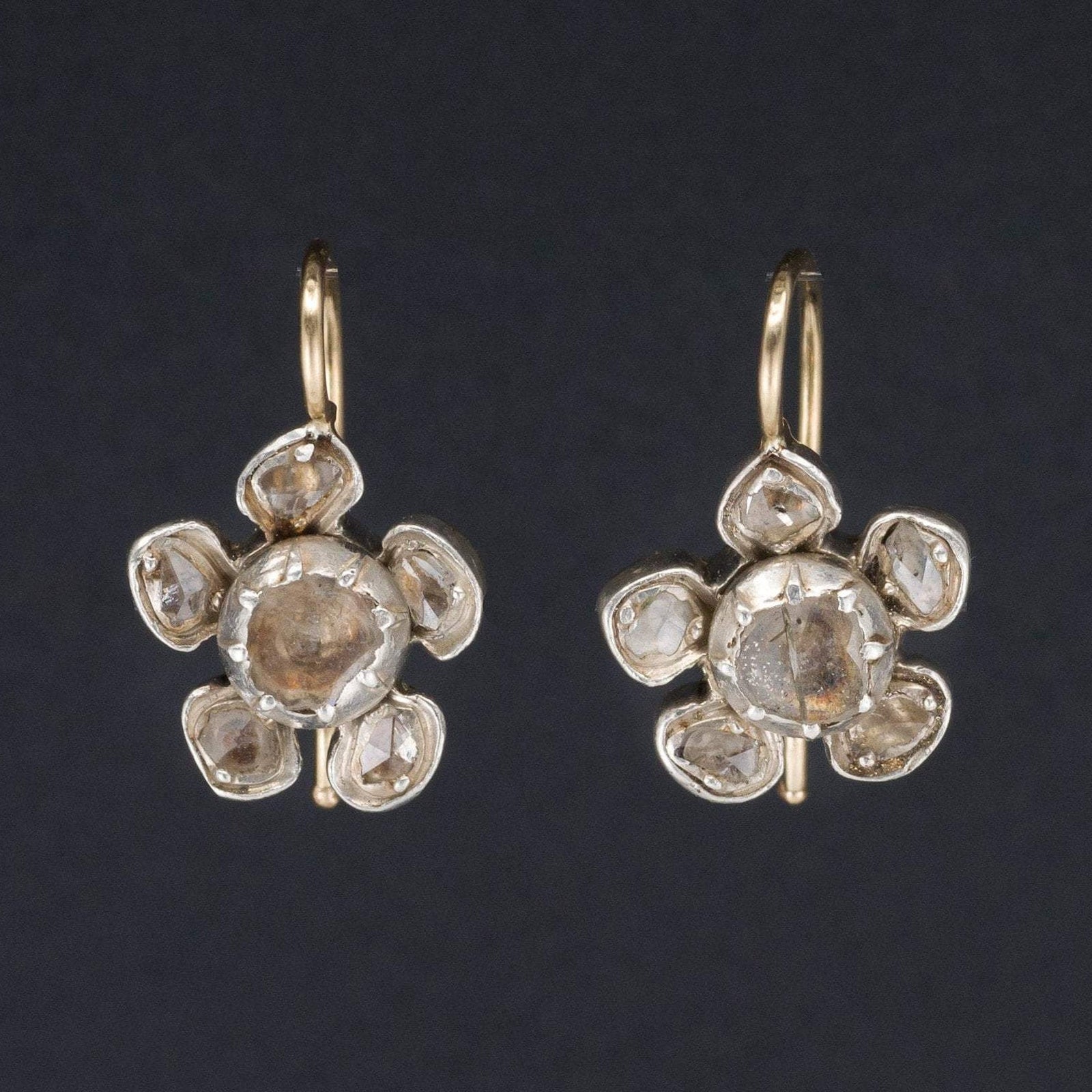 Diamond Earrings | Diamond Flower Earrings - Trademark Antiques