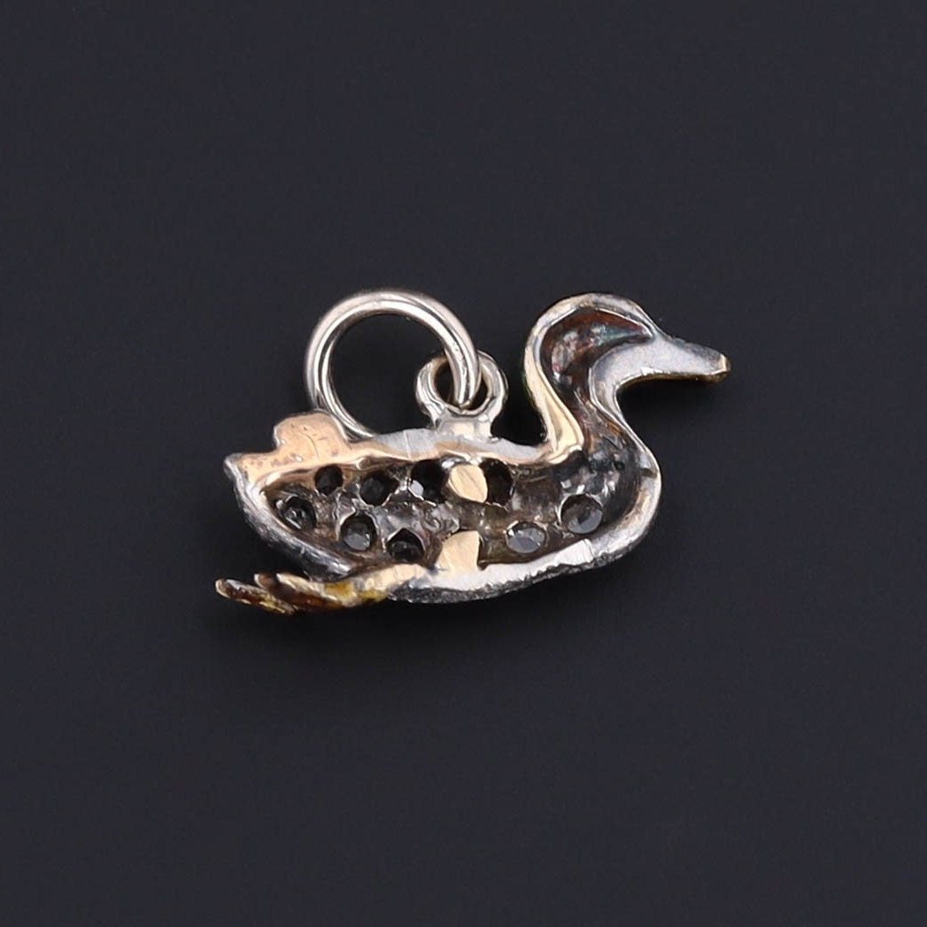 Diamond &amp; Enamel Duck Charm | Antique Duck Charm - Trademark Antiques