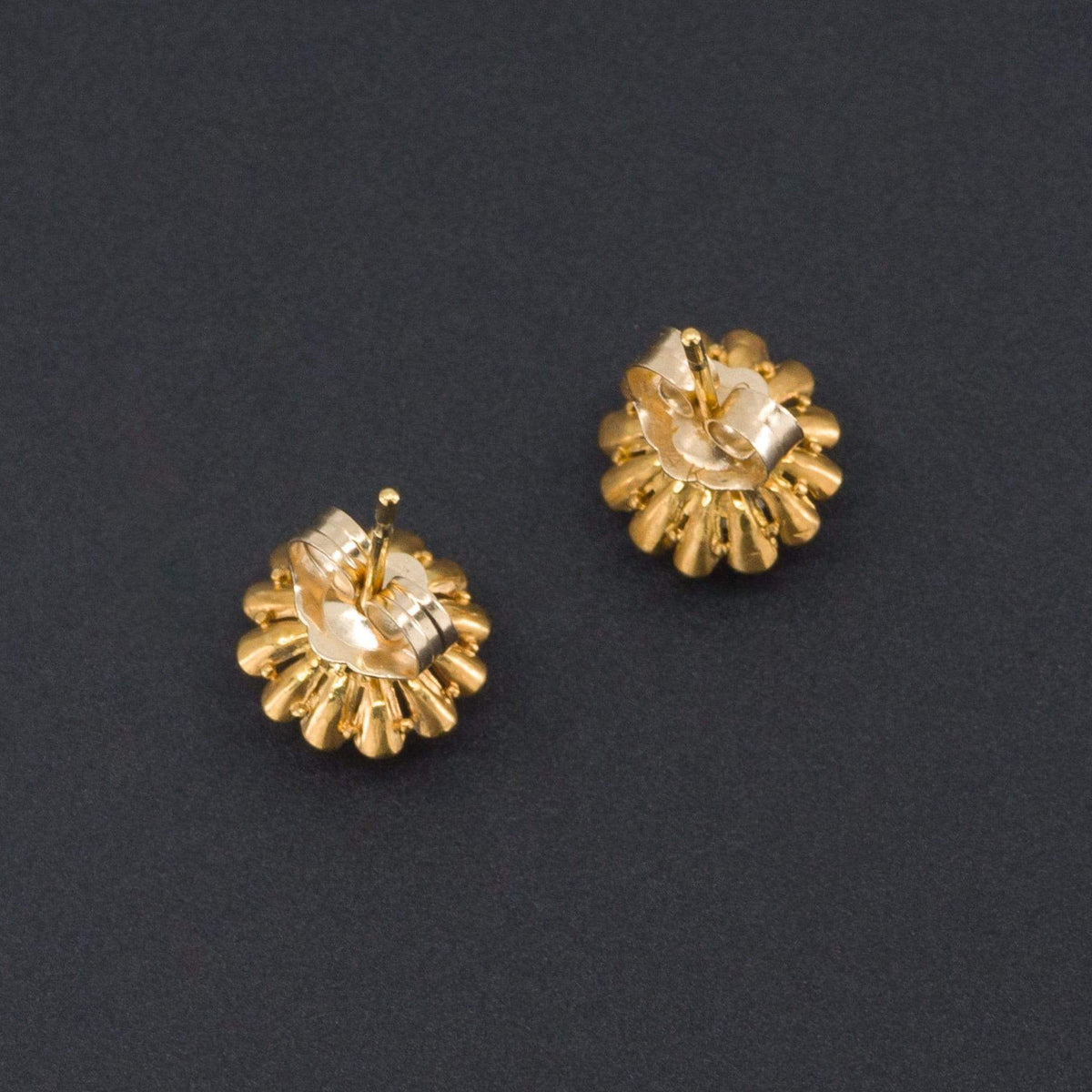 Diamond Flower Earrings | 14k Gold &amp; Diamond Earrings - Trademark Antiques