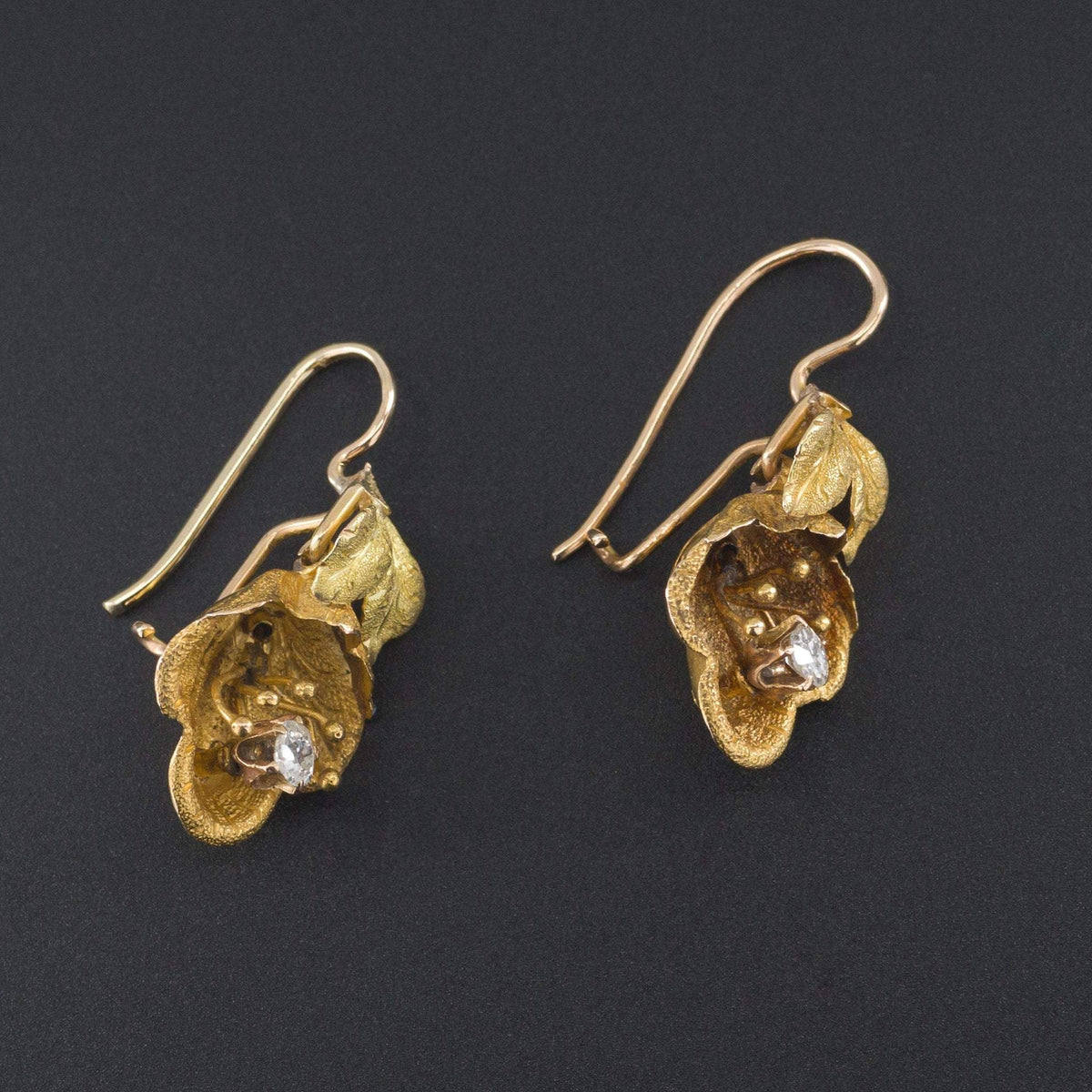 Diamond Flower Earrings | Antique Flower Earrings - Trademark Antiques