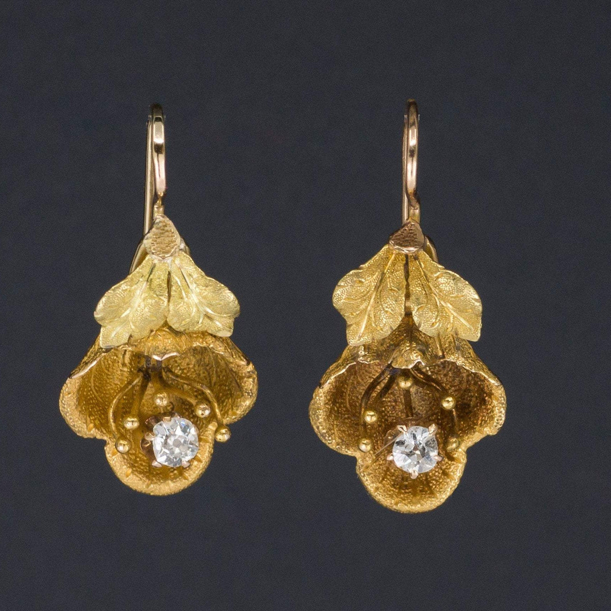 Diamond Flower Earrings | Antique Flower Earrings - Trademark Antiques