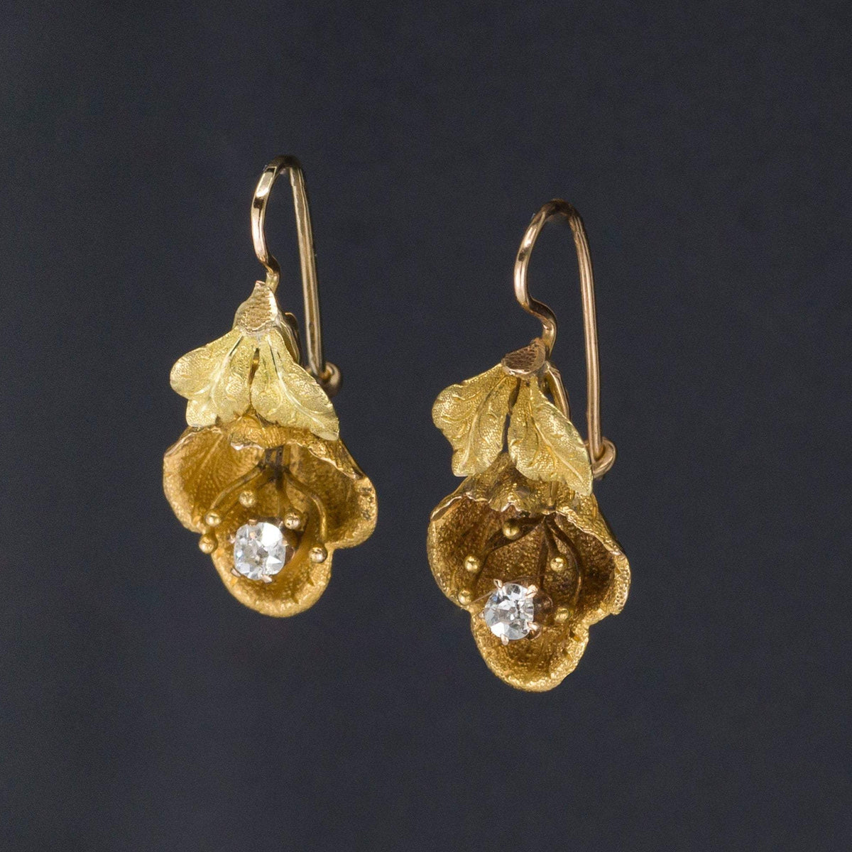 Diamond Flower Earrings | Antique Flower Earrings - Trademark Antiques