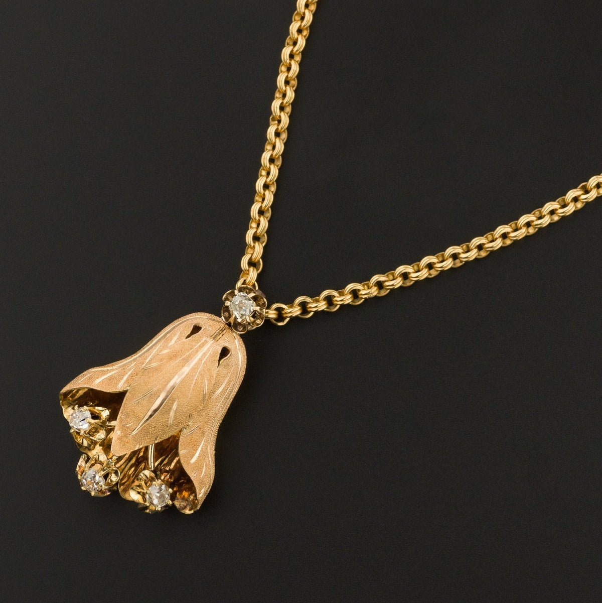 Diamond Flower Pendant | Antique Diamond Flower Pendant - Trademark Antiques