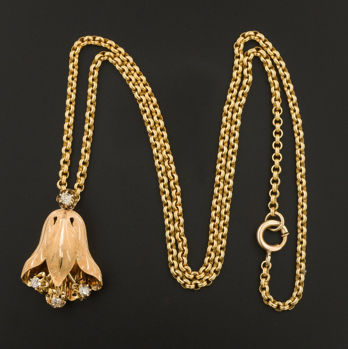 Diamond Flower Pendant | Antique Diamond Flower Pendant - Trademark Antiques