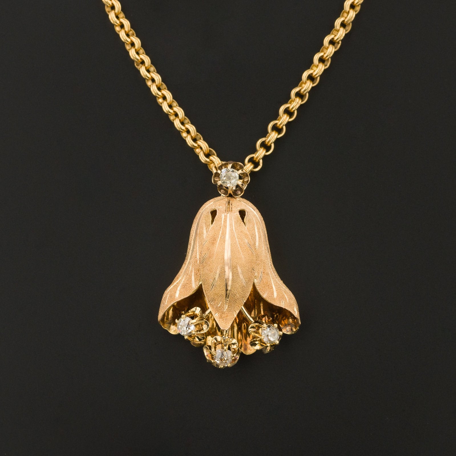 Diamond Flower Pendant | Antique Diamond Flower Pendant - Trademark Antiques