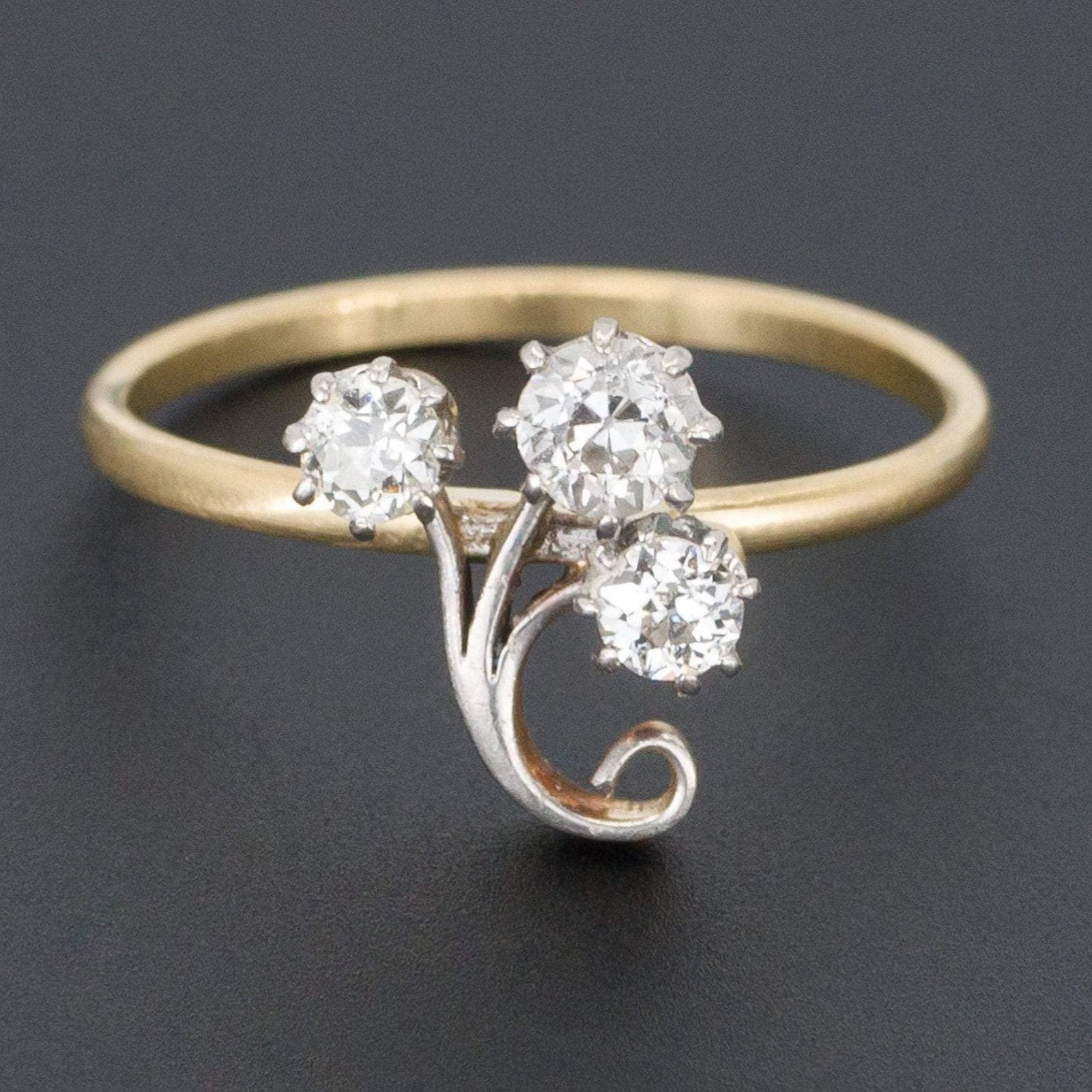 Diamond Flower Ring | Antique Flower Ring - Trademark Antiques