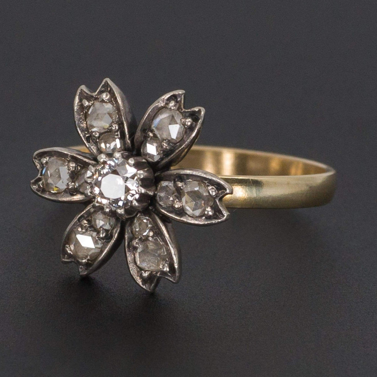 Diamond Flower Ring | Antique Flower Ring - Trademark Antiques