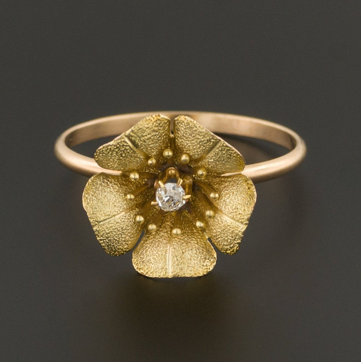 Diamond Flower Ring | Gold Flower Ring - Trademark Antiques