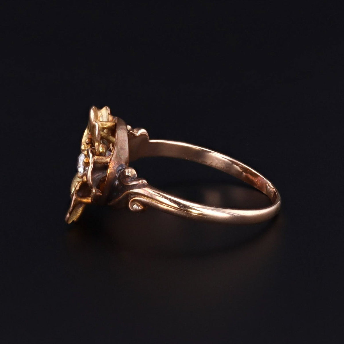 Diamond Flower Ring | Gold Flower Ring - Trademark Antiques
