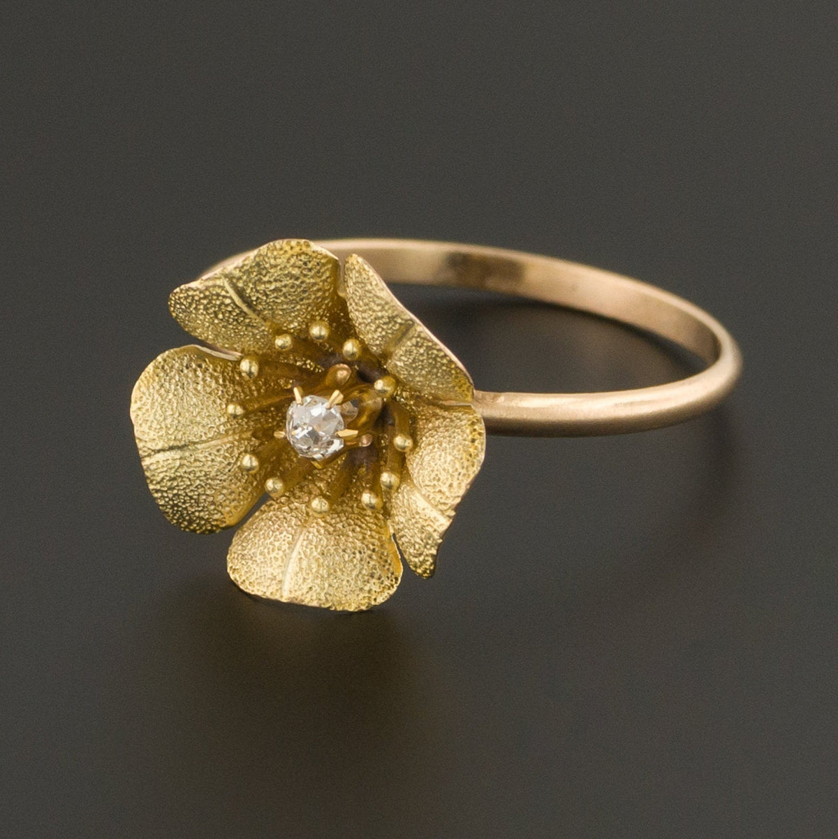 Diamond Flower Ring | Gold Flower Ring - Trademark Antiques