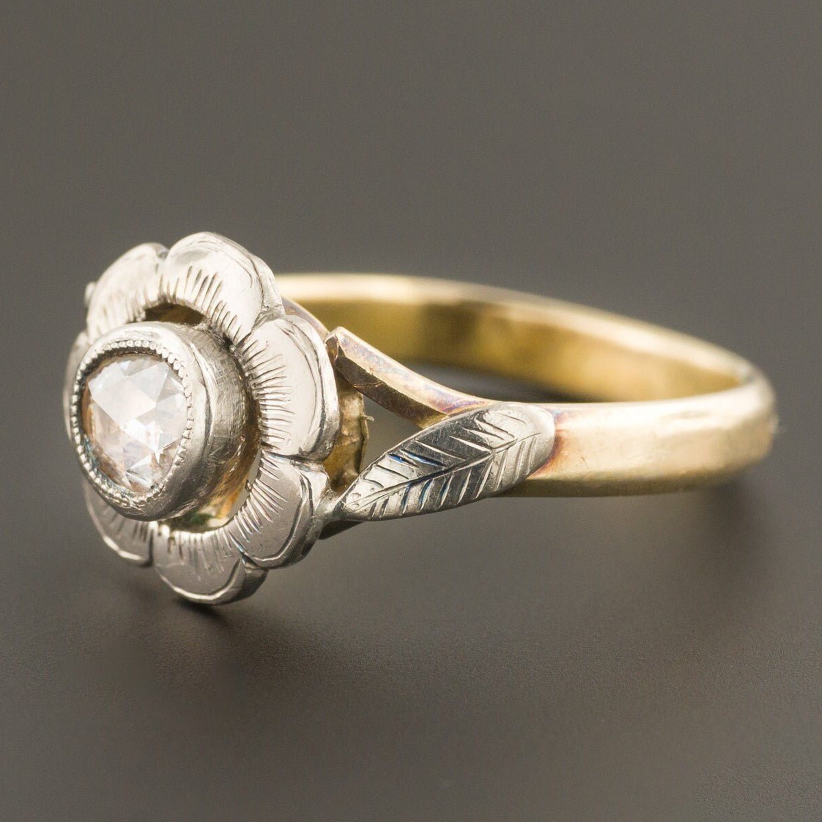Diamond Flower Ring | Rose Cut Diamond Ring - Trademark Antiques