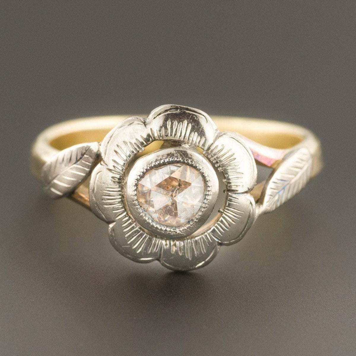 Diamond Flower Ring | Rose Cut Diamond Ring - Trademark Antiques