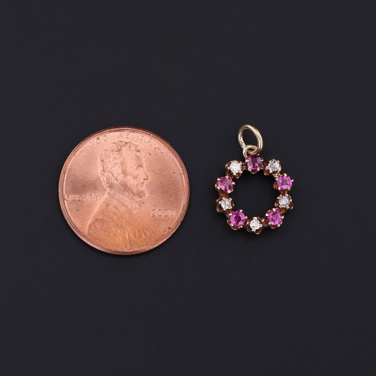 Diamond &amp; Ruby Pendant | Circle Pendant - Trademark Antiques