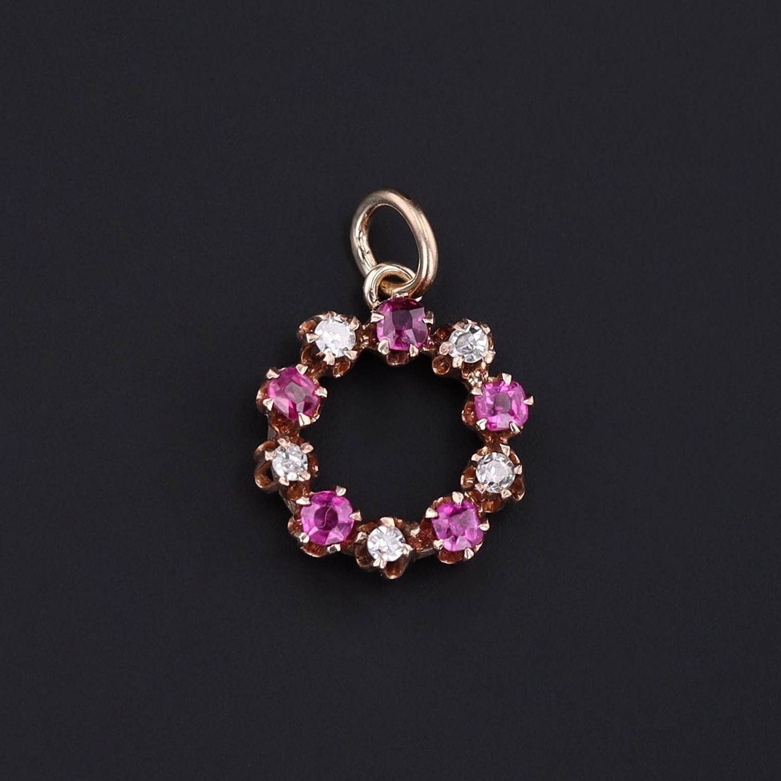 Diamond & Ruby Pendant | Circle Pendant - Trademark Antiques