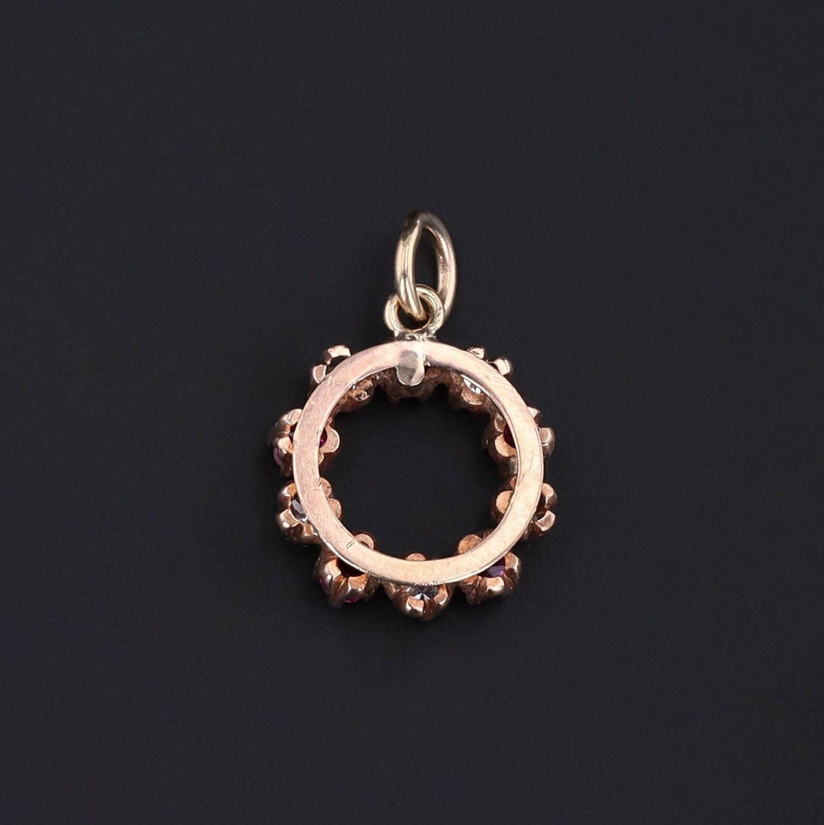 Diamond &amp; Ruby Pendant | Circle Pendant - Trademark Antiques