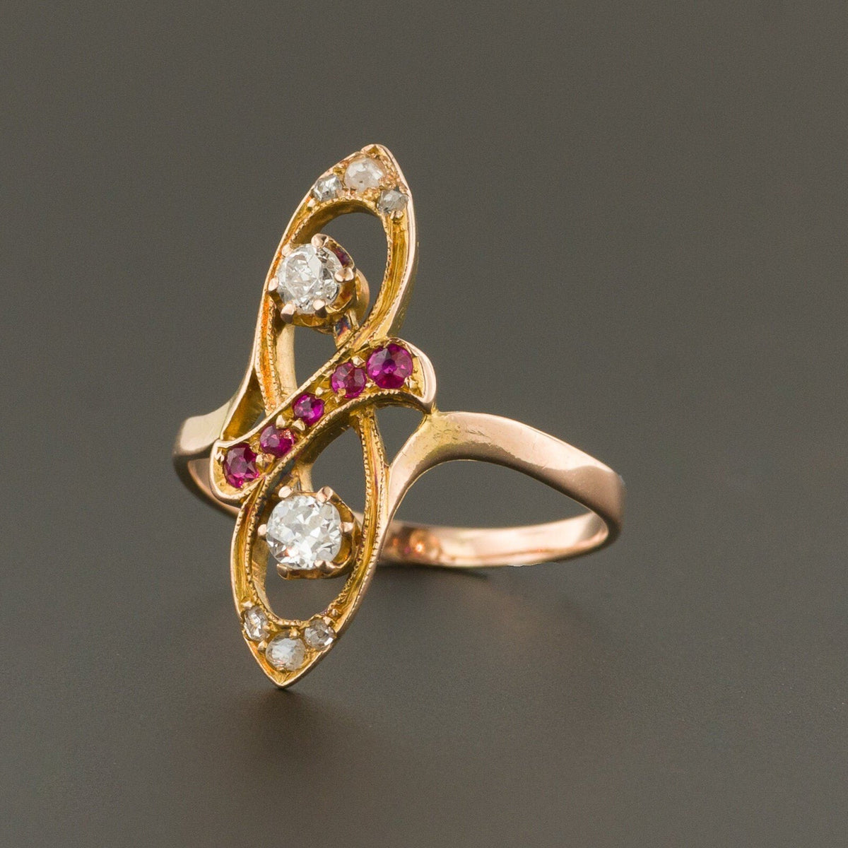 Diamond &amp; Ruby Ring | Vintage Diamond Ring - Trademark Antiques