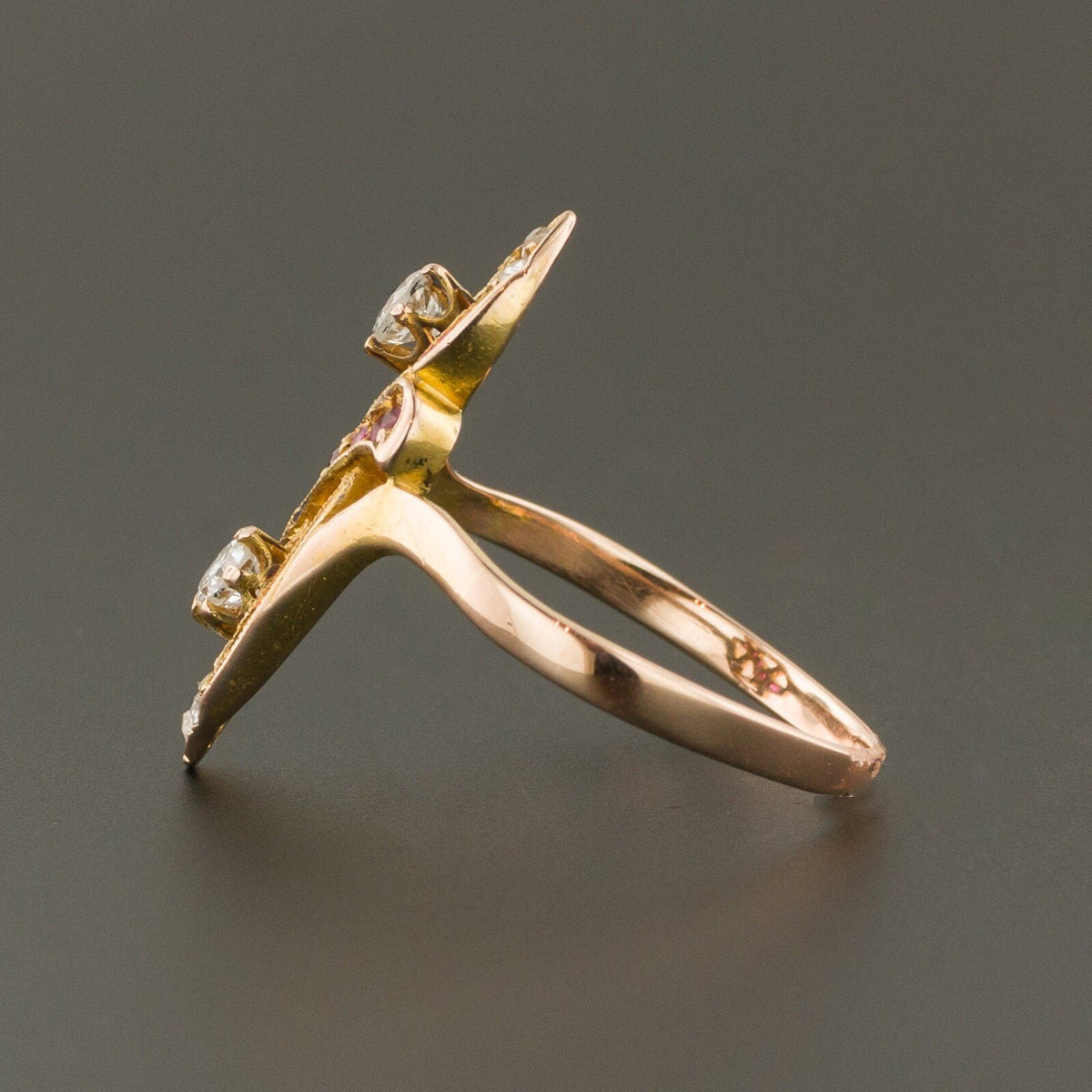 Diamond &amp; Ruby Ring | Vintage Diamond Ring - Trademark Antiques