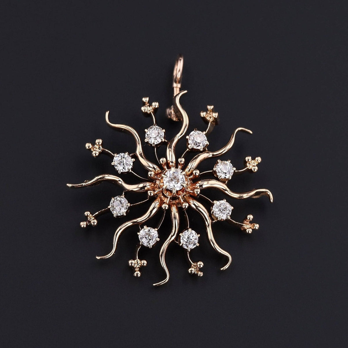 Diamond Star Pendant | 14k Gold &amp; Diamond Pendant - Trademark Antiques